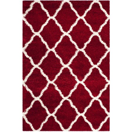 Safavieh 10 x 14 ft. Hudson Shag Power Loomed Rectangle Area Rug; Red & Ivory SGH283R-10